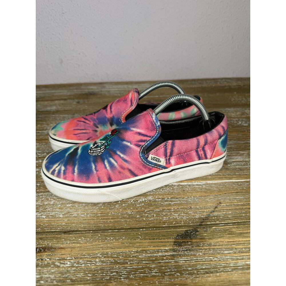 Vans Grateful Dead Tie Dye Slip On Shoes Womens Size 7 Skeleton Rose Hippie Boho - Picture 4 of 8
